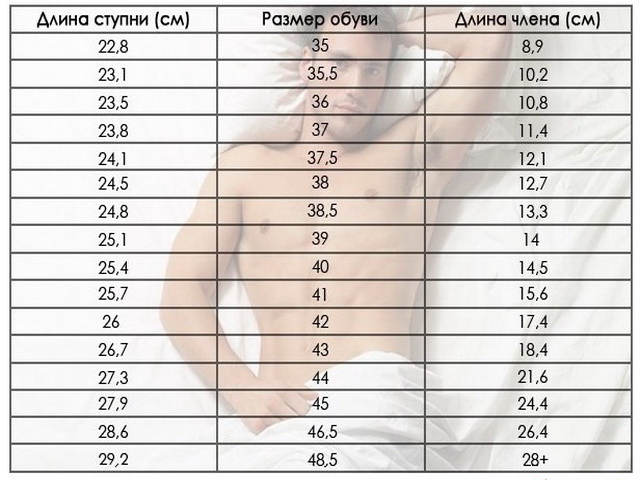 таблица измерения 