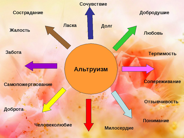 Основные качества альтруиста Схематический рисунок