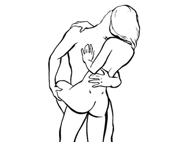 Разновидность позы стоя Схематический рисунок